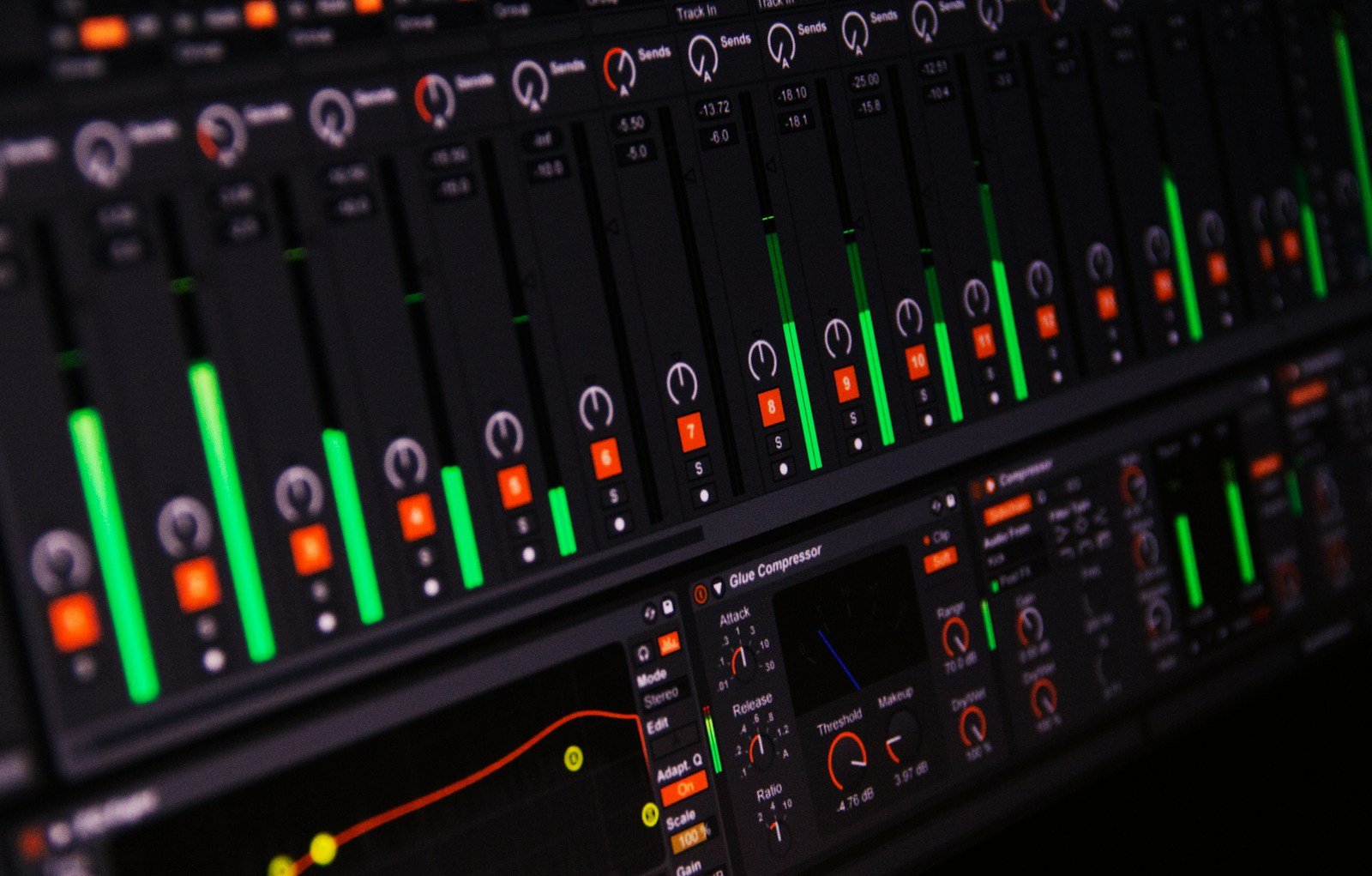 photo of black digital audio mixer